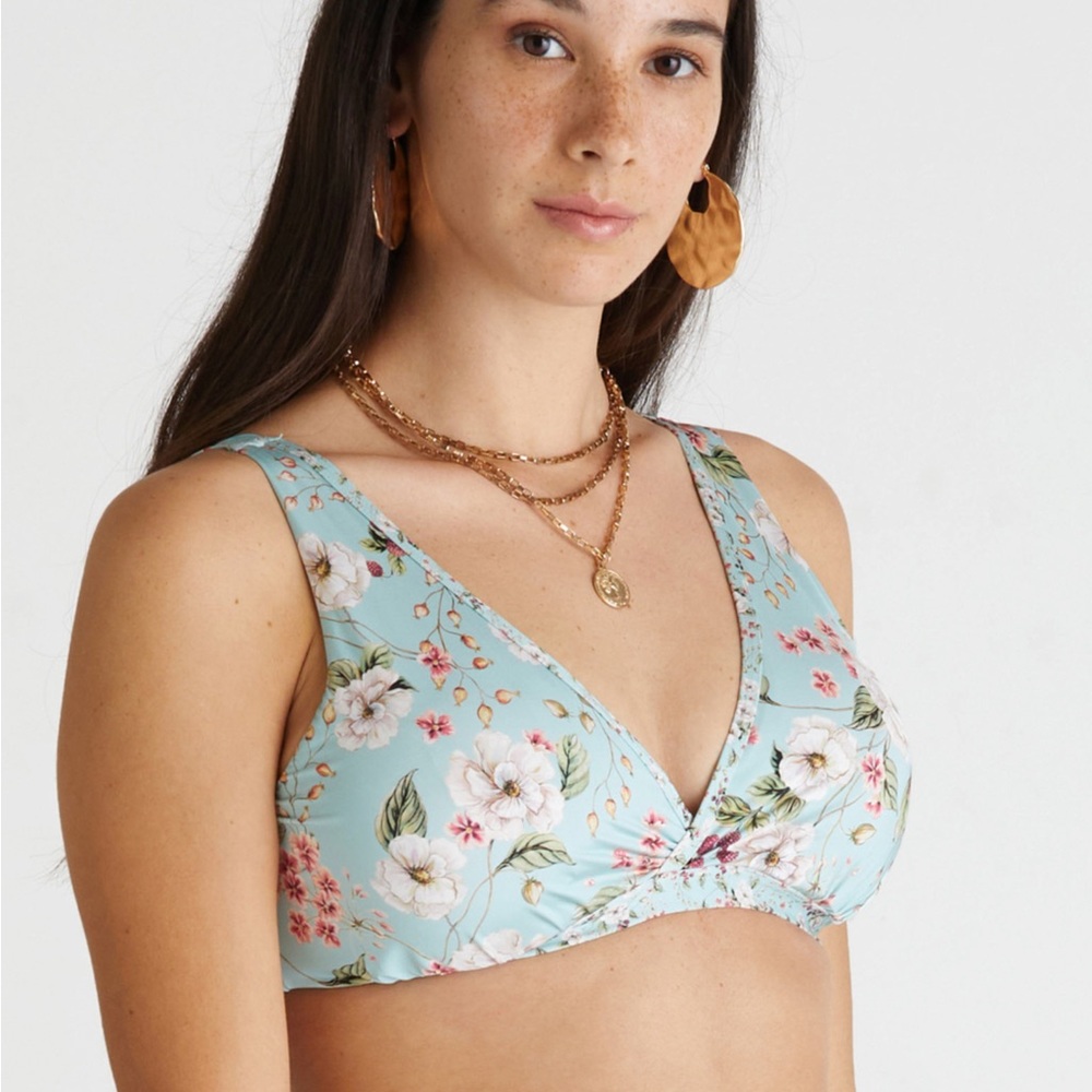 Aqua Blu Primrose Print Ashley D/DD Bikini Top